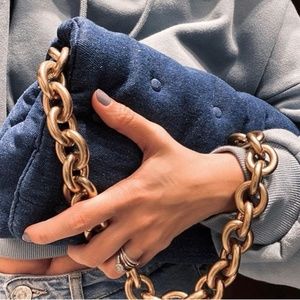 Zara Quilted Denim Shoulder Bag NWT